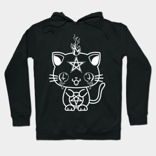 Satanic kawaii kittie cat in black and white Hoodie